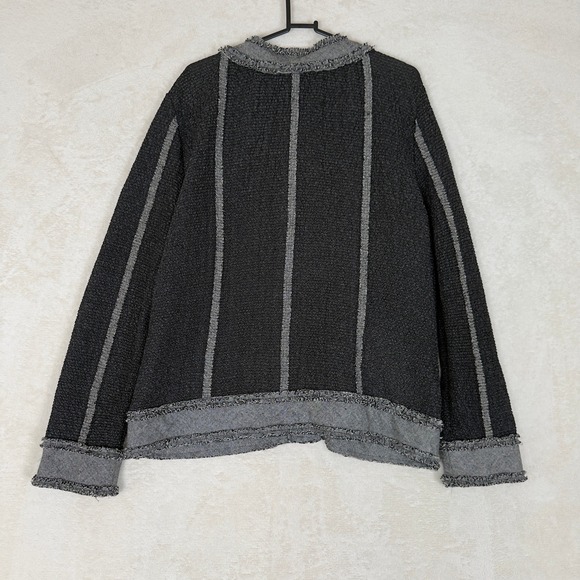 Laura Ashley Women's Large Black Textured Crinkle Preppy Old Money Jacket - Picture 6 of 7